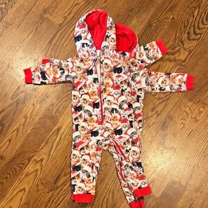 Tipsy Elves Festive Cat Print Kids Footie